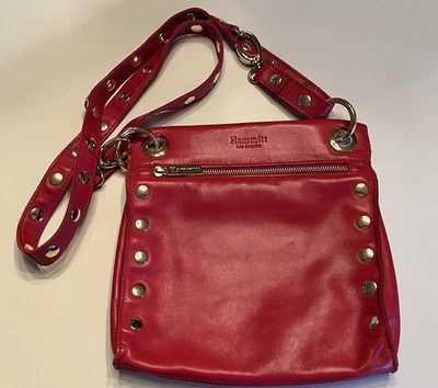 Beautiful Rare True Red Leather Medium  Tony HAMMITT Crossbody Bag Gold Hardware - Image 1 of 4