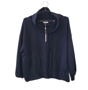 New MAX STUDIO 2X Black Waffle Knit Long Sleeve Pullover Top Women - Picture 1 of 15