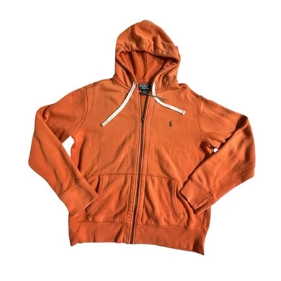 Polo Ralph Lauren Sudadera con Capucha Para Hombre Grande Naranja Cremallera Completa Cordón Bordado Poni Foto 1 de 4