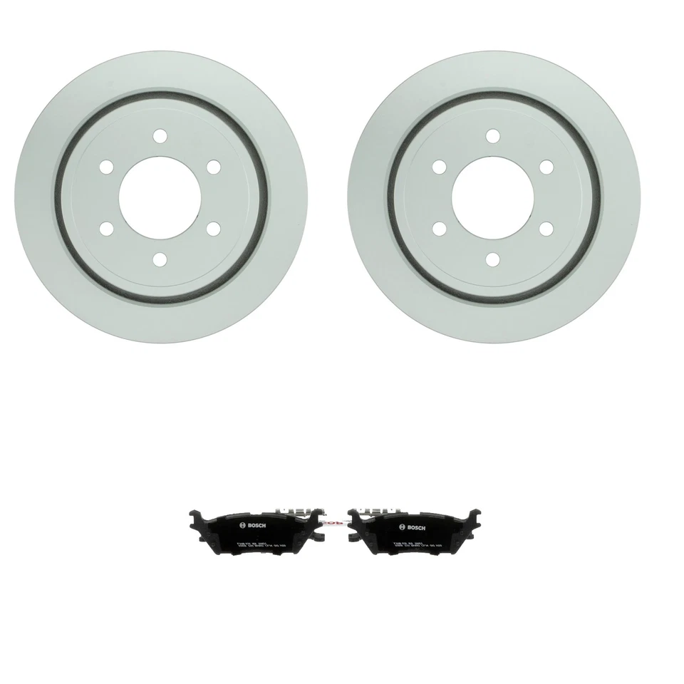 Bosch QuietCast Rear Rotors & Ceramic Disc Brake Pad Kit For Ford F-150 V6 V8 - Image 1 of 1