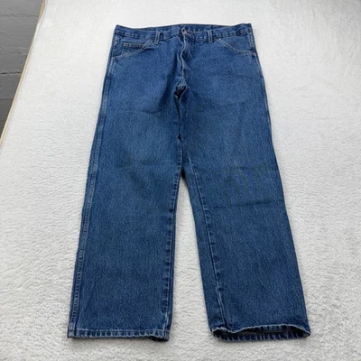 Calça jeans masculina Round House 38x30 azul denim trabalho carpinteiro feita nos EUA - Imagem 1 de 4