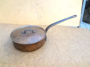 Vintage  Copper 10-inch Frying Sauce Sauté Pan with Lid - Picture 1 of 10