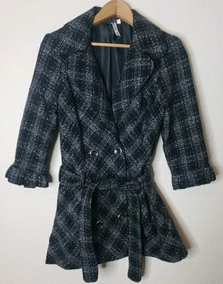 Abrigo Heart Soul Mujer Guisante Tweed TALLA PEQUEÑA Oficina Coqueta Preppy Y2K Cuadros  Foto 1 de 4