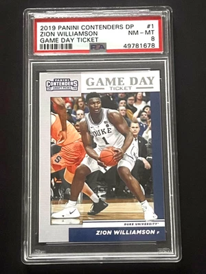 2019 Panini Contenders DP #1 Zion Williamson Game Day Ticket (RC) Rookie PSA 8 - Image 1 of 2