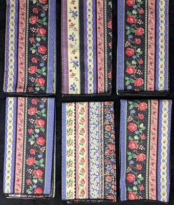 Conjunto de 6 guardanapos de algodão rosa country azul provençal francês vermelho 21" vintage - Imagem 1 de 4