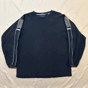 Vintage Point Zero Shirt Mens Large Blue Y2K Grunge Skater Thermal Long Sleeve - Picture 1 of 19