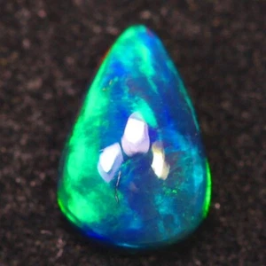 1.10Ct 10x7mm Pear Natural Ethiopian welo black Opal Loose Gemstone M183 - Picture 1 of 6