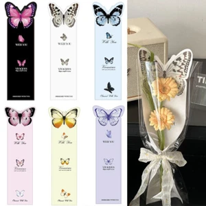 10Pcs Butterfly Flower Wrapping Paper Card Transparent Single Rose Packaging Bag - Afbeelding 1 van 18