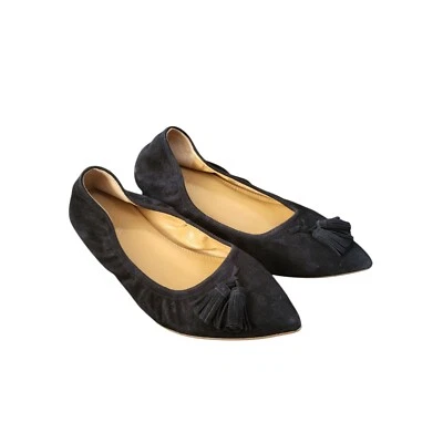 J. Borlas planas de gamuza negra Crew talla 6 para mujer punta puntiaguda  Foto 1 de 4