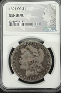 1891 cc Morgan Silver Dollar Genuine NGC Coin - Picture 1 of 5