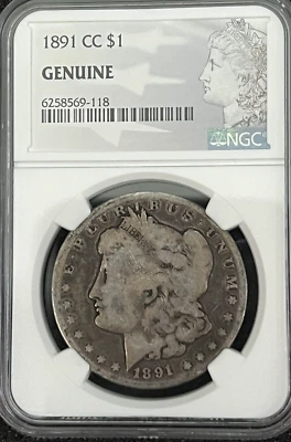 1891 cc Morgan Silver Dollar Genuine NGC Coin - Image 1 of 4