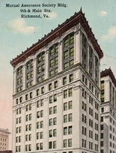 Tarjeta postal de colección publicada de la Mutual Assurance Society Bldg Richmond VA 1910 Kaufman&Sons - Imagen 1 de 4