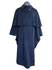 Ladies Blue Wool Cape Swing Cloak Coat - Picture 1 of 6