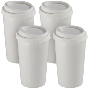 4 Coffee-to-go-Becher aus Keramik, Silikondeckel, 250 ml, doppelwandig - Bild 1 von 3
