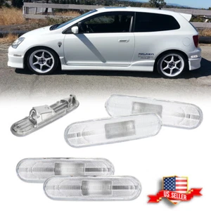 4PCS Chrome Front+Rear Bumper Side Marker Light For 02-05 Honda Civic Si EP3 3DR - Picture 1 of 9