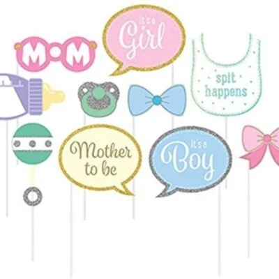 Creative Converting Baby Shower Party Photo Props 10 Pieces New - Image 1 of 2
