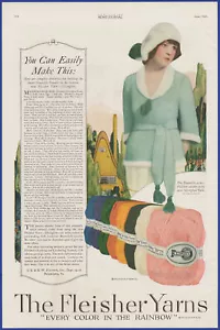 Suéter vintage 1920 FLEISHER HILADOS tejido ganchillo arte efímero años 20 impresión anuncio - Imagen 1 de 1