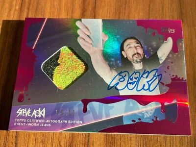 2020 Topps x Steve Aoki Wave 2 Jeans Relic Card Auto PINK Frosting Patch #08/10 - Image 1 of 4