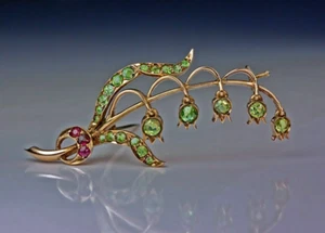 Round Lab Created 2CT Peridot Diamond Leaf Women's Brooch 14K Rose Gold Plated - Picture 1 of 10