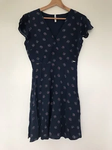 Pepe Jeans Blue Mini Dress Floral Print 100% Viscose Short Sleeve Size S Womens - Picture 1 of 10