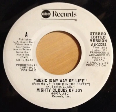 Mighty Clouds Of Joy 45 Music Is My Way Of Life (mono/stereo)  PROMO - Image 1 of 2