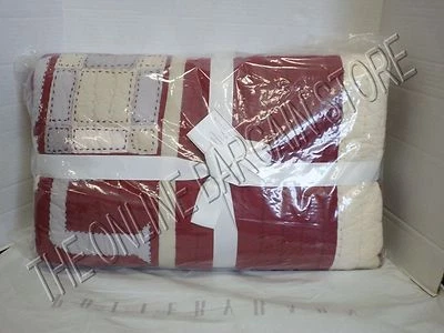 Pottery Barn PB Sentiment Patchwork Quilt Full Queen F/Q Red Cover Bedroom Peace - Image 1 of 4