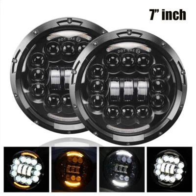 Par de faros LED proyectores redondos de 7" haz alto/bajo para Dodge Dart 64-1976 Raider Foto 1 de 4