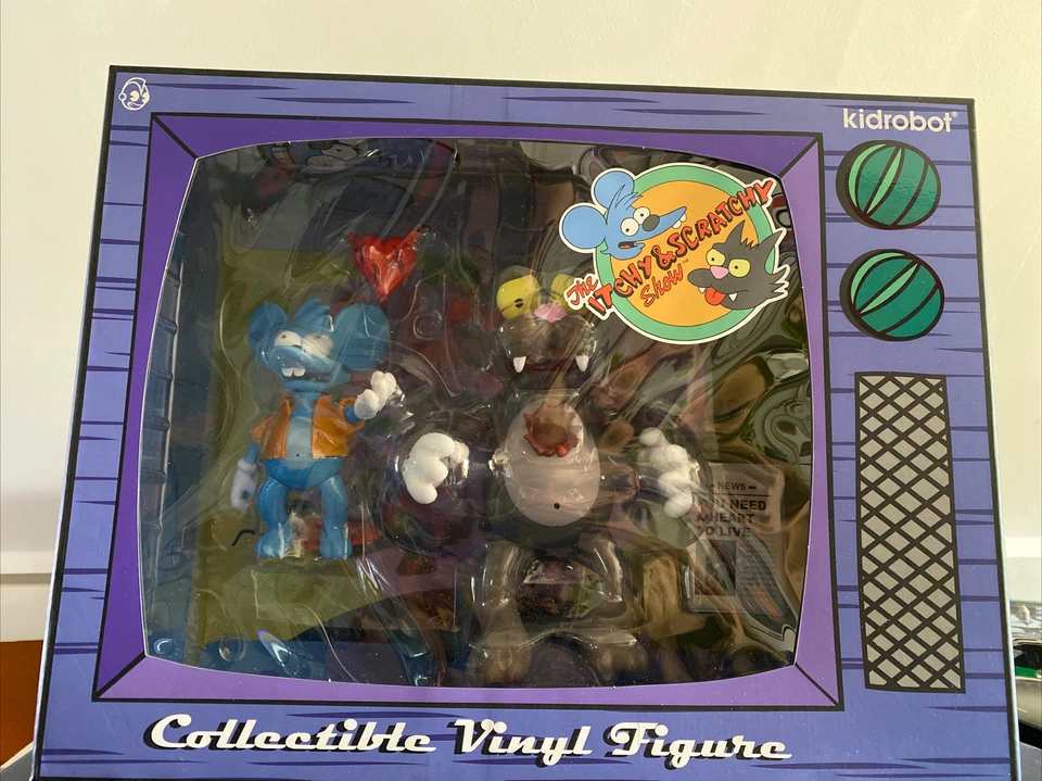 Itchy & Scratchy Collectable Vinyl Action Figures Kidrobot New The Simpsons NIB - Image 1 of 4