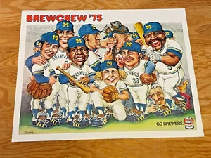 1975 Milwaukee Brewers MAUTZ Paint Poster Mickey Mantle Aaron Yount - Picture 1 of 15
