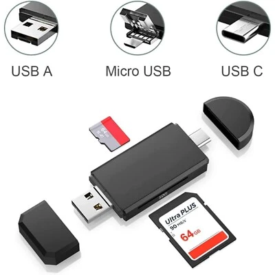 Compact USB-C SD Card Reader with Micro USB OTG for Android iPhone Tablet PC - Image 1 of 4
