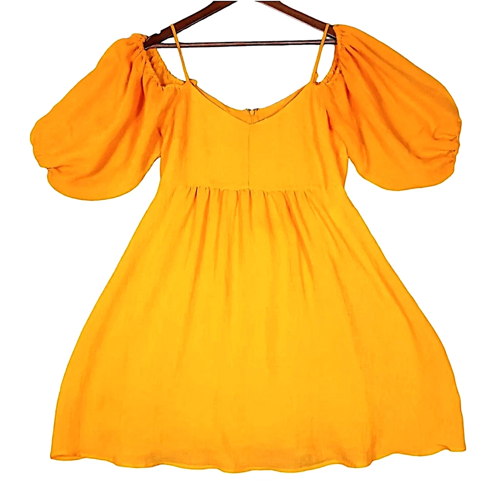 Vestido Moulinette Soeurs Mujer Medio Amarillo Manga Abullonada Ajuste y Acampanado Núcleo de Pradera Foto 1 de 4