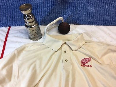 Raro DETROIT RED WINGS Beige LEE SPORTS NHL HOCKEY POLO XL c9 Foto 1 de 3