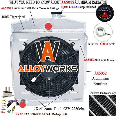 4 Row Radiator Shroud Fan For Jeep Willys CJ3 CJ5 CJ6 2.2L 3.7L 5.0L 1955-1971 - Imagem 1 de 4