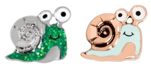 Origami Owl ROSE GOLD OR SILVER TONE GARDEN SNAIL Floating Enamel ANIMAL Charm - Picture 1 of 4