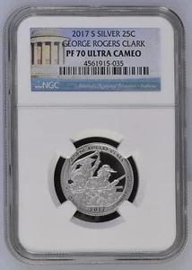 2017 S America the Beautiful Quarter NGC PF-70 ULTRA CAMEO GEORGE ROGERS CLARK - Picture 1 of 2