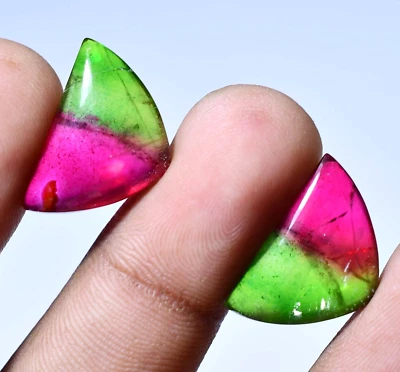 24.45 Karat Paar Wassermelone Schöne Turmalin Edelstein Zertifiziert Schmuck Use - Bild 1 von 4