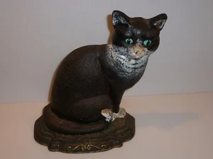 Tope de puerta de hierro fundido con figura de gato, cara y patas pintadas - Imagen 1 de 6