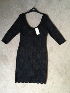 BNWT BLACK LACE BODYCON MINI DRESS Ladies Party Cocktail Evening, Size 14 - Picture 1 of 7