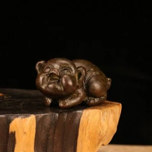 5.6 CM China Bronze animal sculpture Old Brass animal pig sculpture Statue - Picture 1 of 9