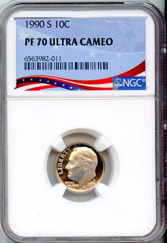 NGC - Roosevelt Dime - 10c - 1990 S - PF-70-UC - Ultra Cameo Cover
