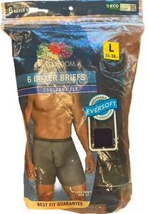 Fruit of the Loom Mens 6-Boxer Briefs Eversoft Cotton CoolZone Fly TagFree L New - Picture 1 of 2