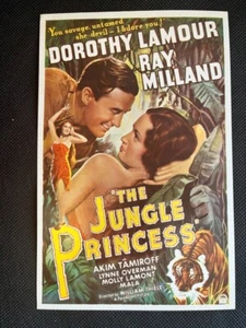 Rare THE JUNGLE PRINCESS Movie Poster 70s Jumbo Postcard US Portal Publications - Foto 1 di 2