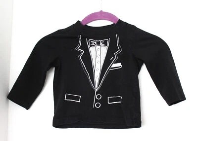Crazy 8 Tuxedo Shirt 12-18 months Long Sleeve Black/White - Image 1 of 3