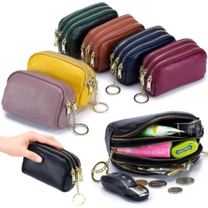 Mujeres Damas Cuero Genuino Llavero Cartera Monedero Cambio Pequeño Tarjetero - Imagen 1 de 37