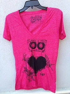 $38 NEW Five Crown Hot Pink Soft Music Is My Heart Graphic V Neck T Shirt Size S - Bild 1 von 2