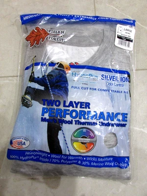 Blusa Field n Forest Masculina Camada Base Tamanho L Mescla de Lã Merino Cinza Nova Na Caixa - Imagem 1 de 4