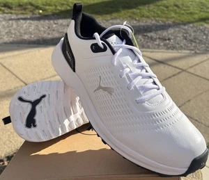 *BRAND NEW* Puma Fusion Plus SL Golf Shoes, White/Black, UK Size 11, PGA SELLER - Picture 1 of 5