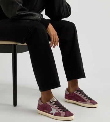 Golden Goose Superstar Sneaker Burgundy Suede/Crystal Star sz 37 New in Box - Image 1 of 4
