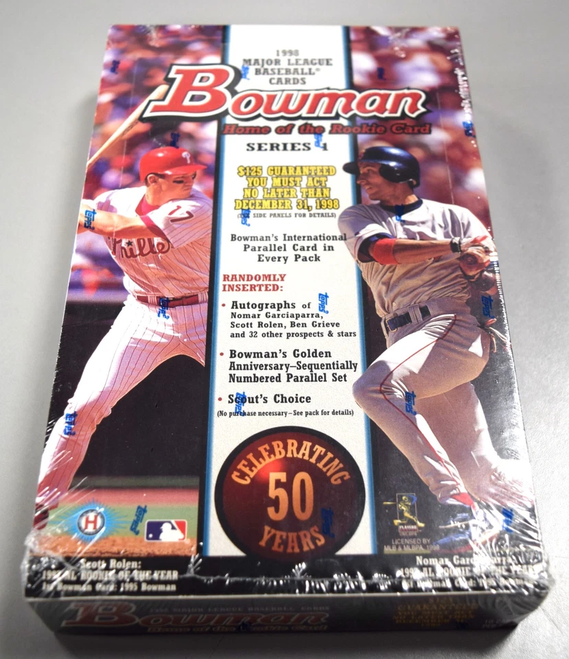 1998 年 Bowman 系列 1 棒球工厂密封蜡盒爱好版 24 包 — 第 1/1 张图片