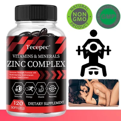 Vitaminas y Minerales Complejo de Zinc Apoya la Salud Inmune,Energía Masculina Foto 1 de 4